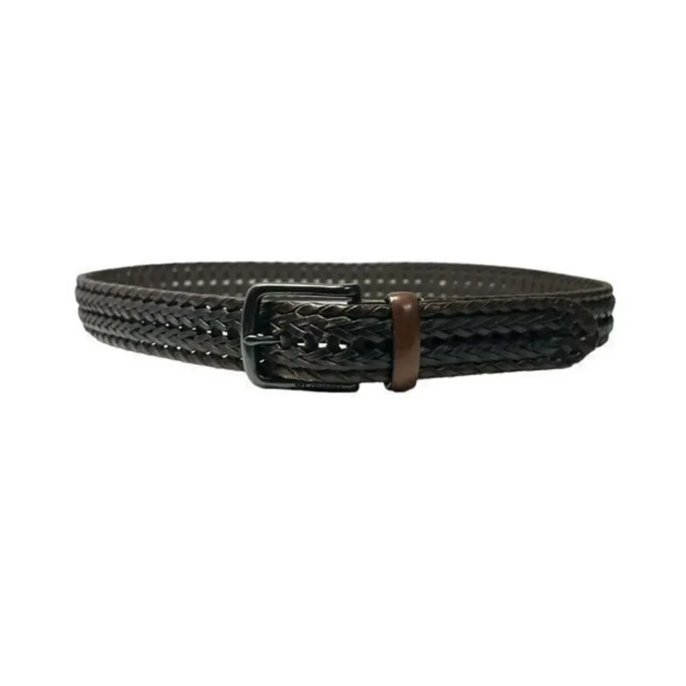 Columbia Hand Laced Black/Brown Woven Belt, Men's Large 38 40‎ Casual Business